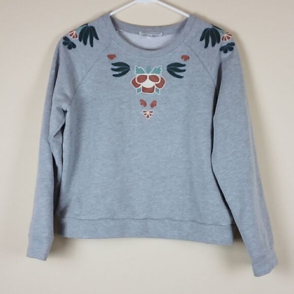 Rebecca Minkoff Gray Embroidered Floral Sweater - Picture 1 of 6